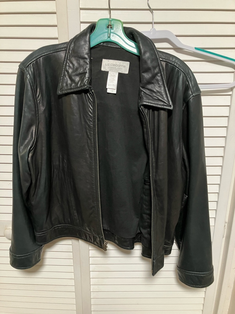 Liz Claiborne Black Leather Zip-Front Jacket